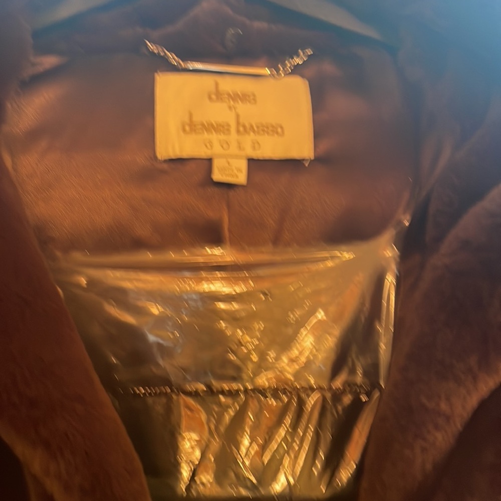 Dennis Basso chocolate brown faux fur coat - Picture 2 of 11